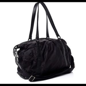 Nylon Tonal Check Diaper Bag Black